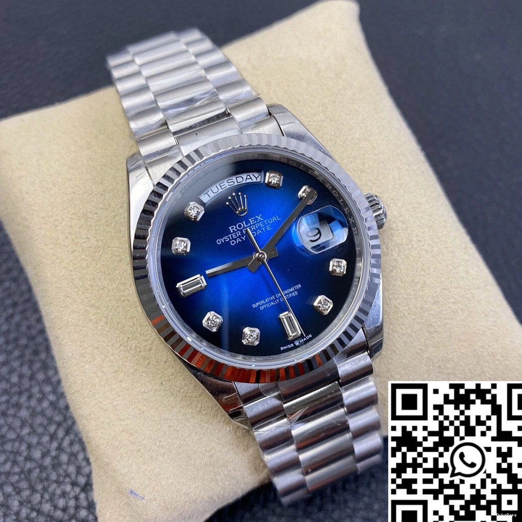 Factory Gradient EW Day-Date Diamond Blue Dial M128239-0023 Rolex 0329